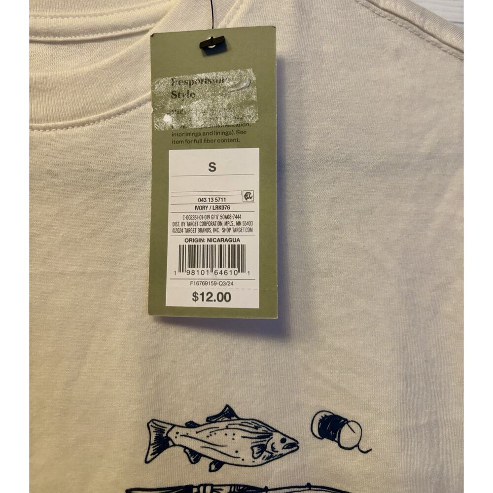 NWT Mens Goodfellow Graphic Fishing Short Sleeve Graphic T Shirt Ivory Sz S NEW - Picture 3 of 6